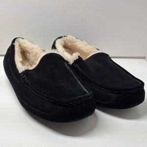 UGG Black Ascot Suede Men's Loafers with Wool Lining
